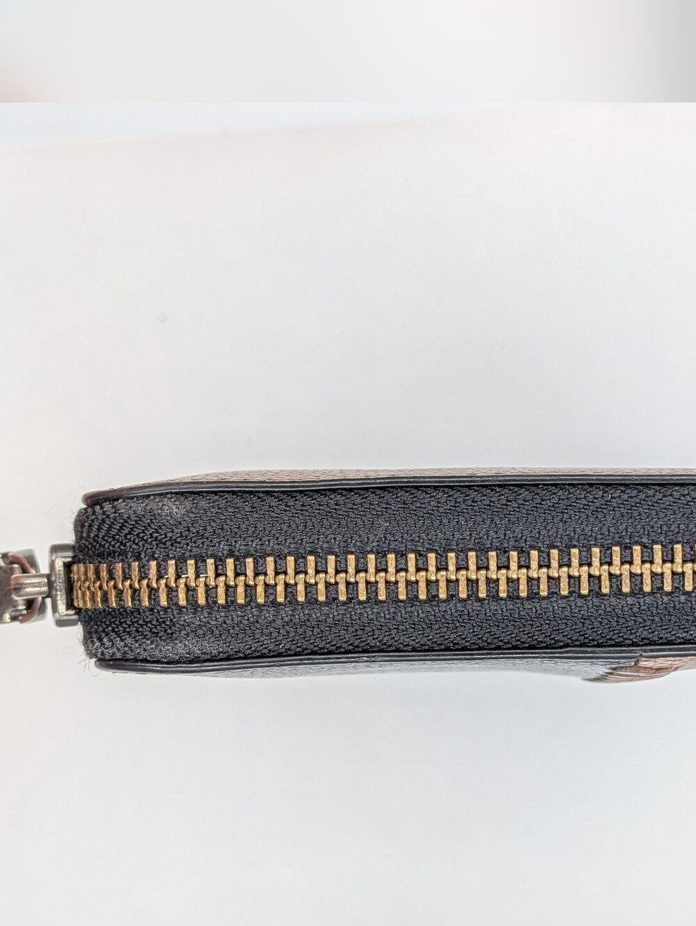 Coach Accordion Wallet Black Brown Pebble Leather Whipstitch Zip Around F58105 - Picture 5 of 16